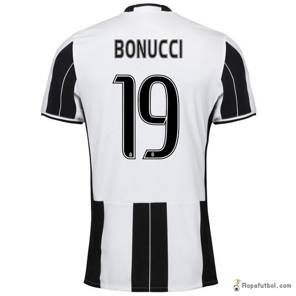 Camiseta Juventus Replica Primera Ropa Bonucci 2016/17 Negro Blanco